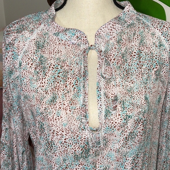 Poupette St. Barth Viscose Puff Sleeve V-neck Pull Over Blouse Sz. Small - Picture 3 of 14